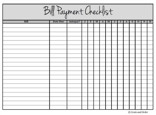 Free Printable Bill Payment Checklist You Can Download Now DIY Document