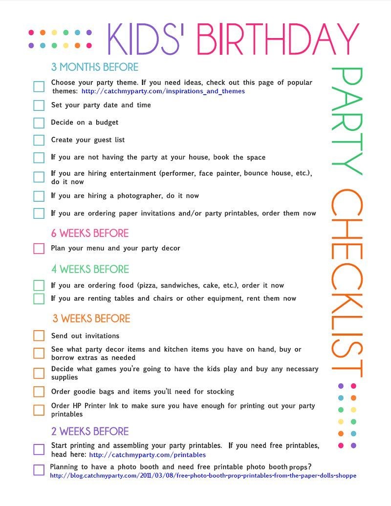 FREE Printable Kids Party Planning Checklist Pinterest Document Birthday Template