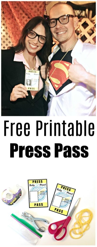 Free Printable Press Pass For Lois Lane And Clark Kent Couple S Document