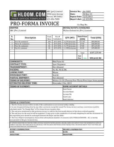 Free Proforma Invoice Templates 8 Examples Word Excel Document Format For Export