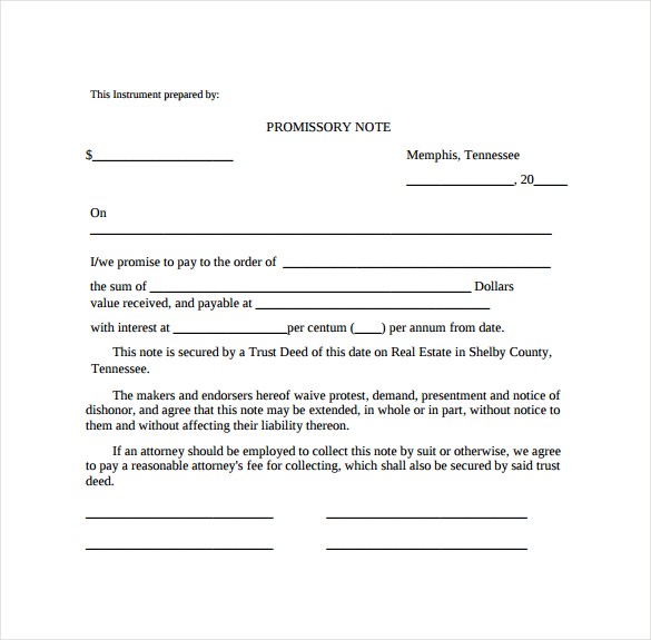 Free Promissory Note Templates Secured Template For Document Sample Business