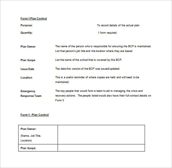 Free Template For Business Continuity Plan Document