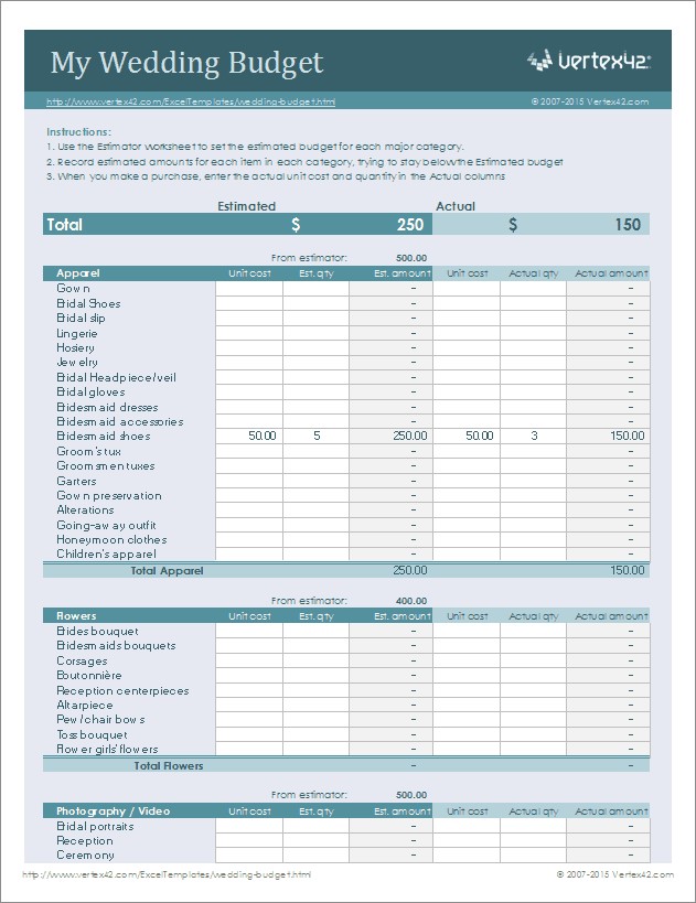 Free Wedding Budget Worksheet Printable And Easy To Use Document Template