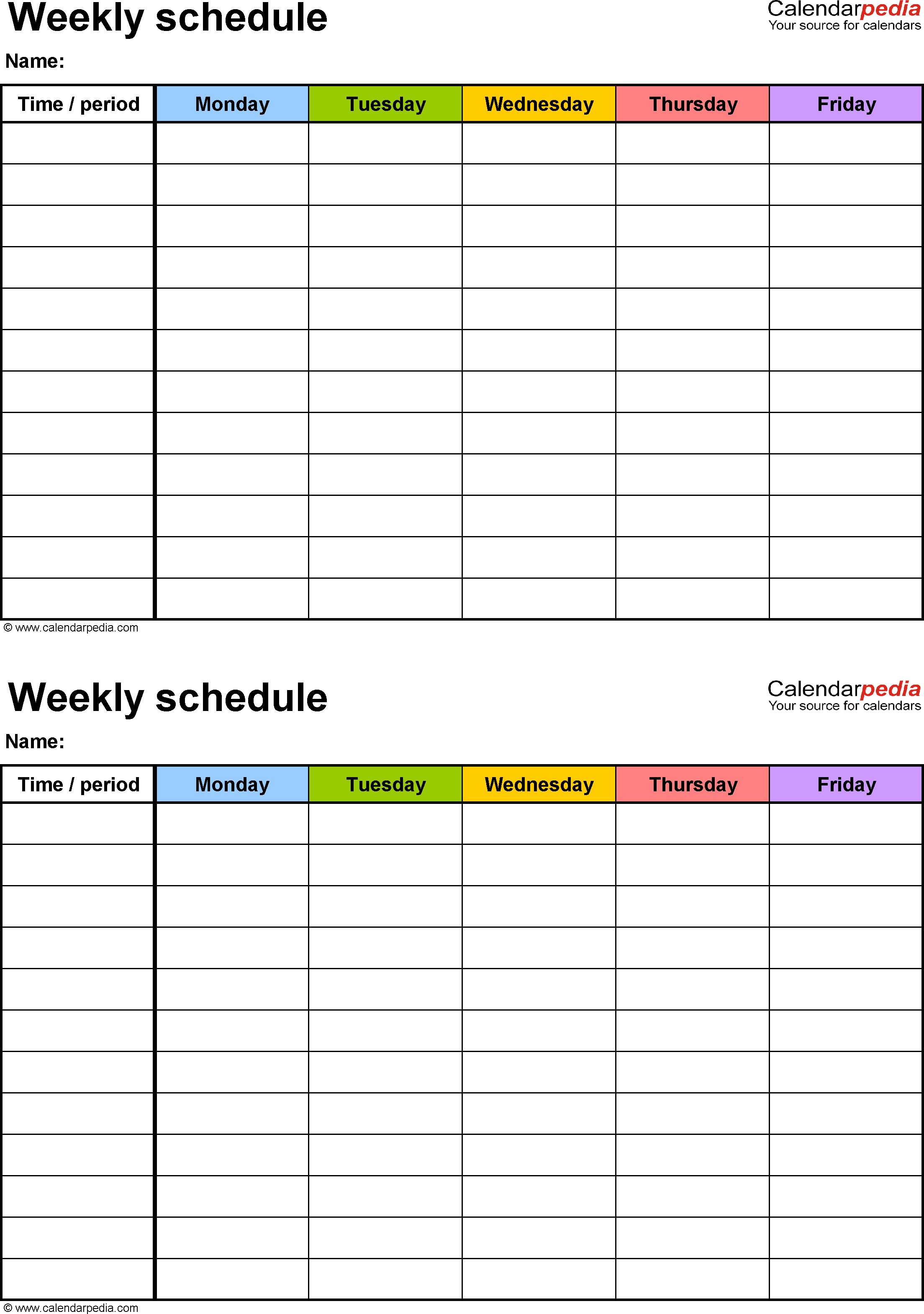 Free Weekly Schedule Templates For Excel 18 Document Employee Template Google