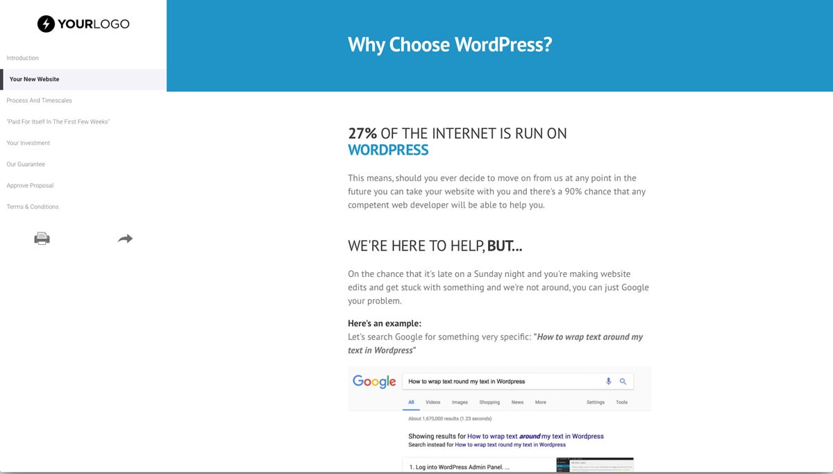 Free WordPress Website Design Proposal Template Better Proposals Document Wordpress Development
