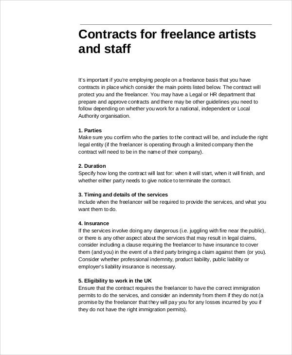 Freelance Contract Templates 7 Free Word PDF Format Download Document Art Template