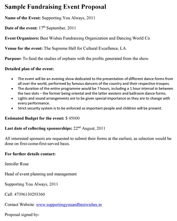 Fundraising Event Proposal Template Document Contract