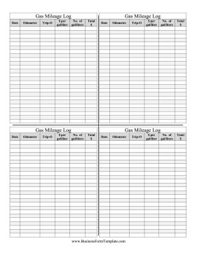 Gas Mileage Log Template Document Real
