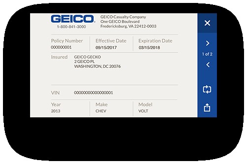 GEICO S Mobile App Document Geico Insurance Card