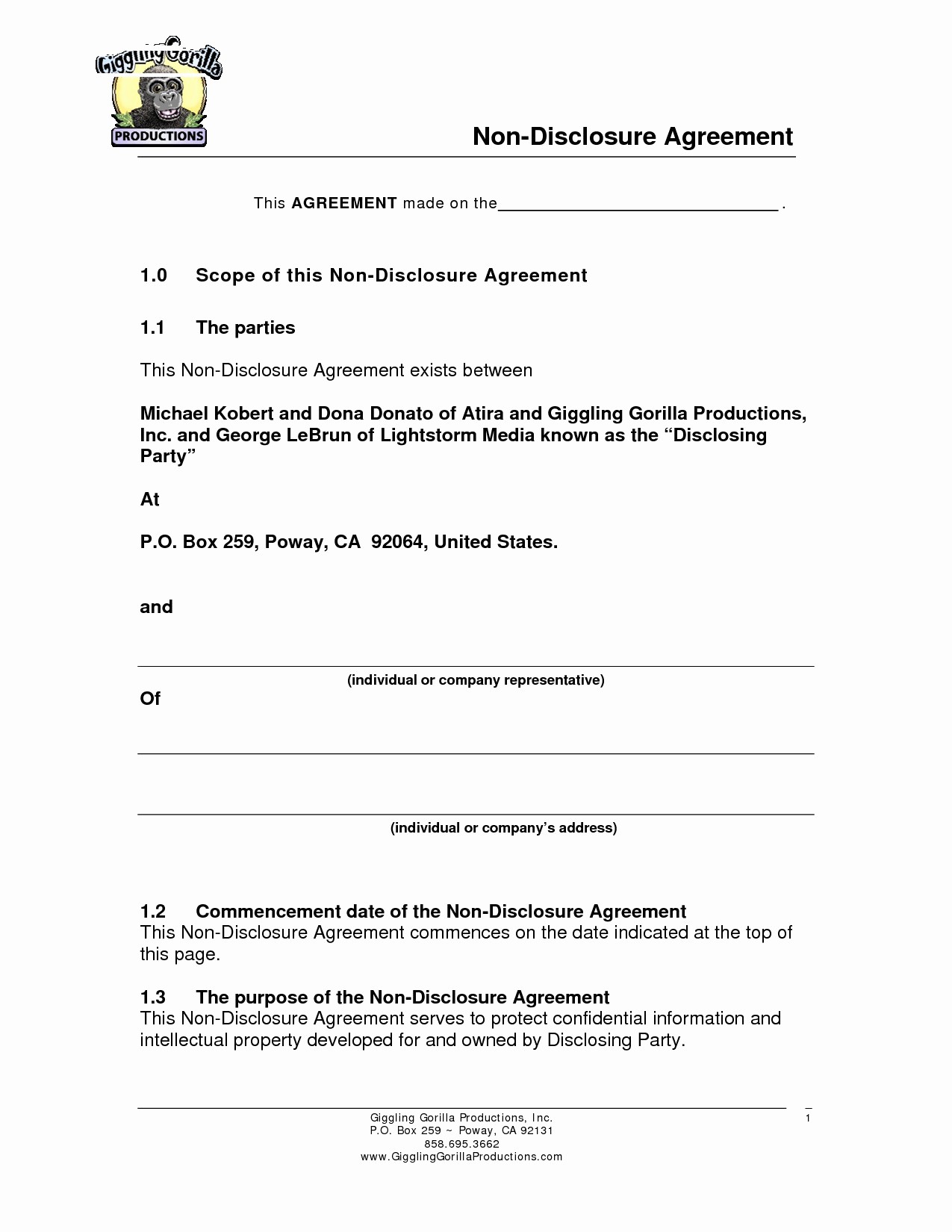 Generic Non Disclosure Agreement Template New Beautiful Nda Document