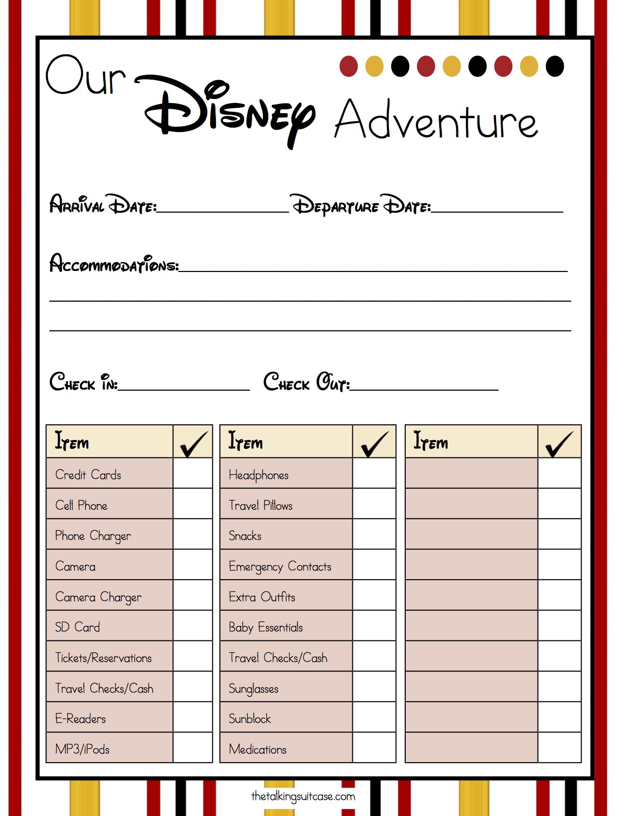 Get Ready For Your Disney Vacation Free Printable Document Planner