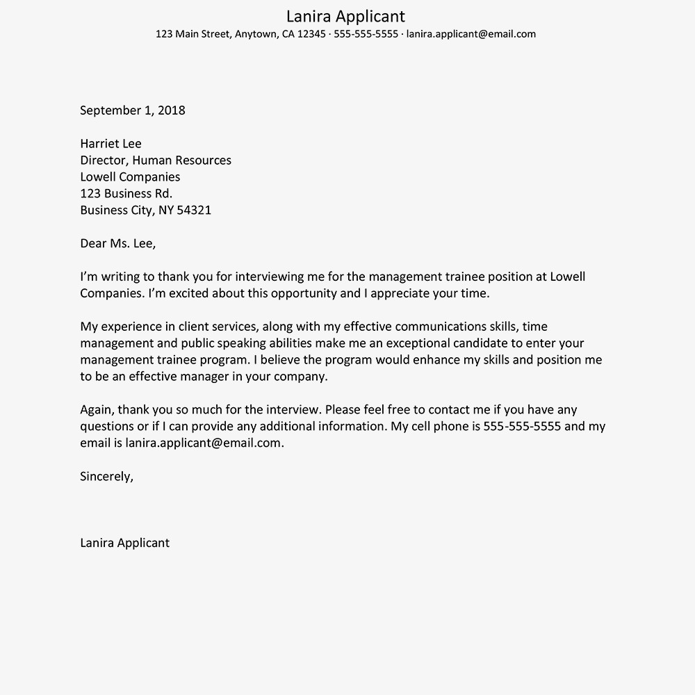 Get Tips For Writing A Job Interview Thank You Letter Document Sample