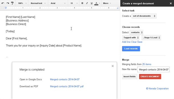 Google Docs Mail Merge Document Crm Template