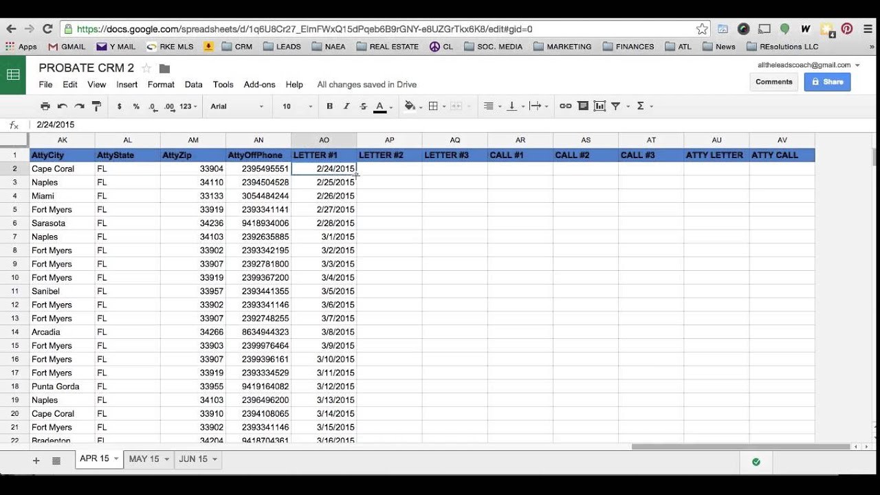 GOOGLE SHEETS As A PROBATE CRM YouTube Document Probate Spreadsheet
