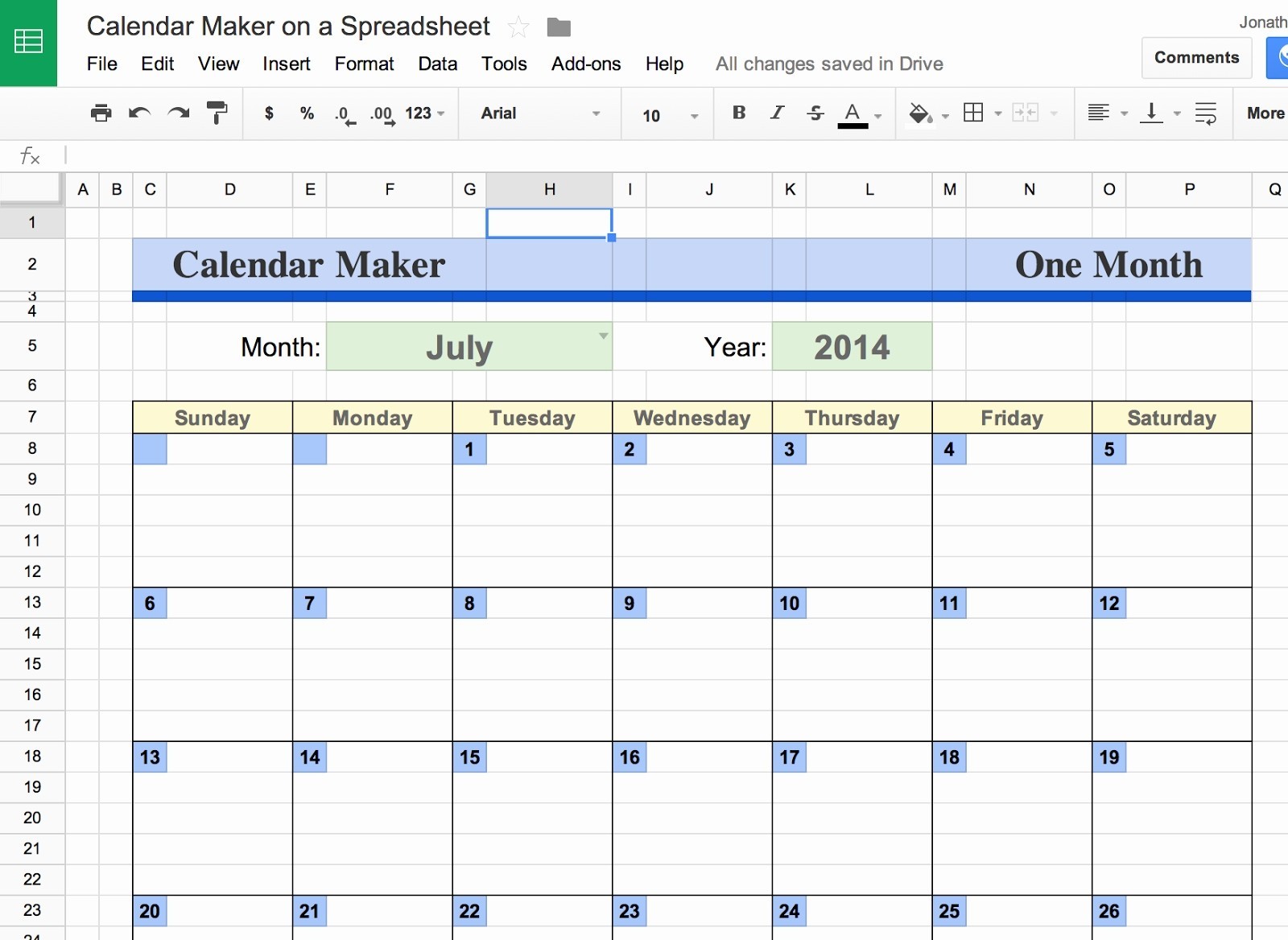Google Spreadsheet S Unique Docs Calendar Within Document