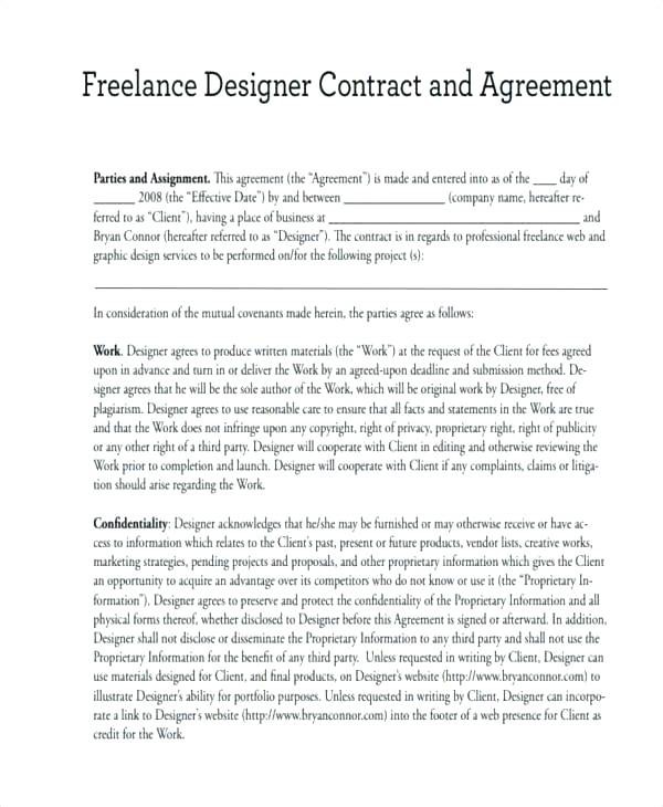 Graphic Artist Contract Template Document For Design