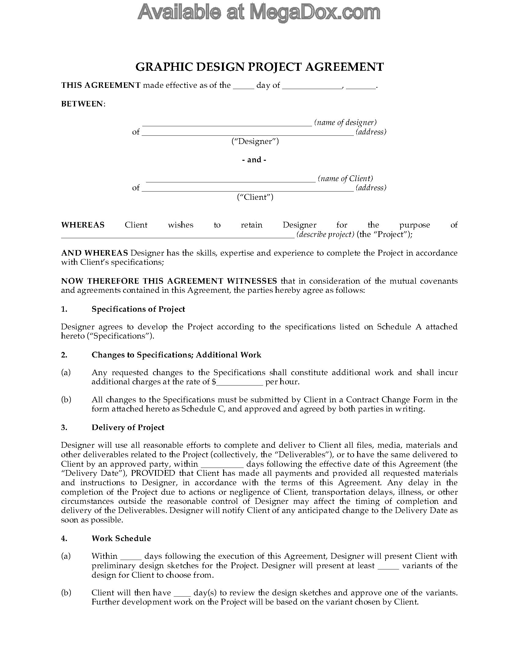 Graphic Design Project Agreement Legal Forms And Business Document