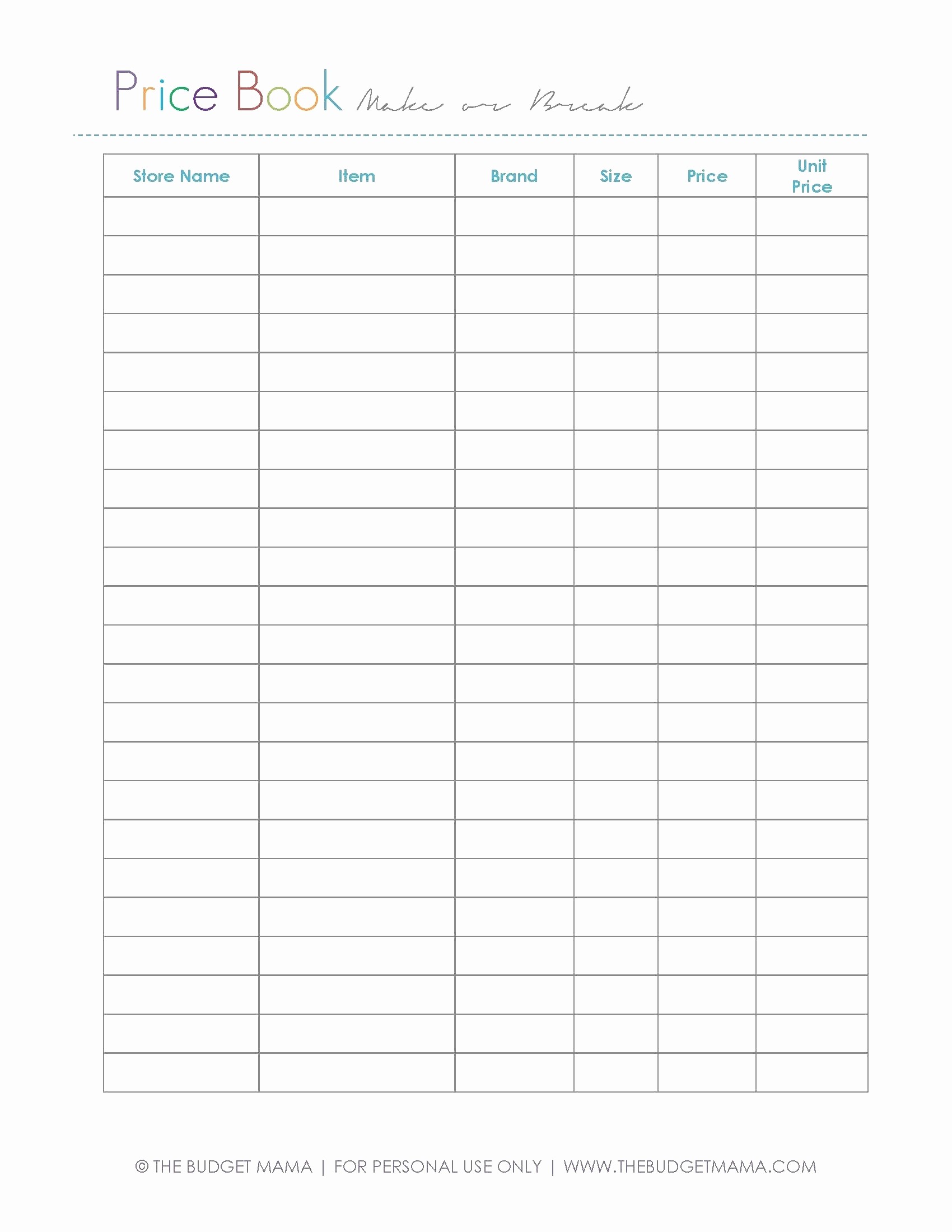 Grocery List Price Comparison Spreadsheet Awesome Document
