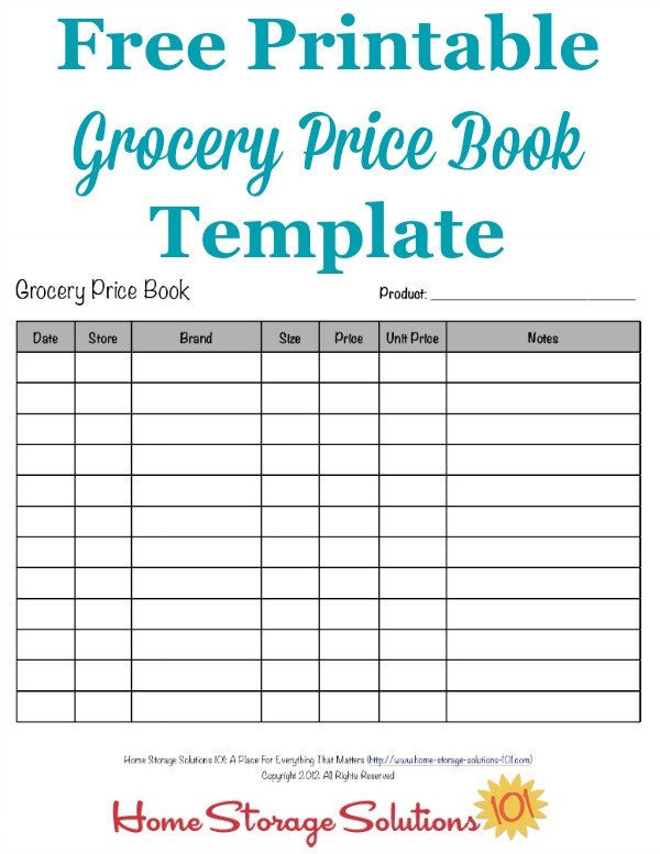 Grocery Price Book Use It To Compare Prices In Your Area Document Comparison