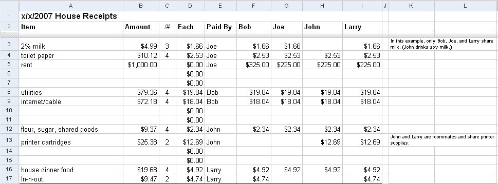 Group Expenses Spreadsheet Austinroofing Us Document