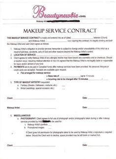 Hair Stylist Makeup Artist Bridal Agreement Contract Template Document Free