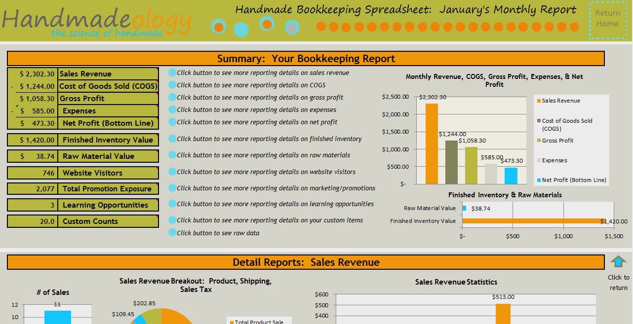 Handmade Bookkeeping Spreadsheet Just For Artists Document Craft Business Inventory