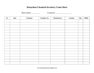 Hazardous Chemical Inventory Template Document List Sample