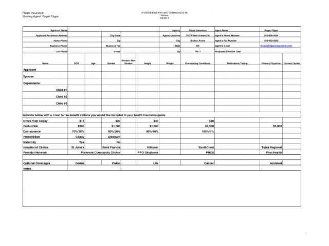 Health Insurance Comparison Spreadsheet With 26 Of Home Document