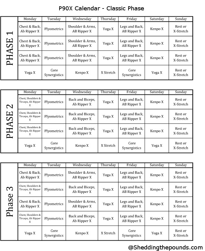 Here Is A Printable Format Of The P90x Calendar There Are Various Document Excel