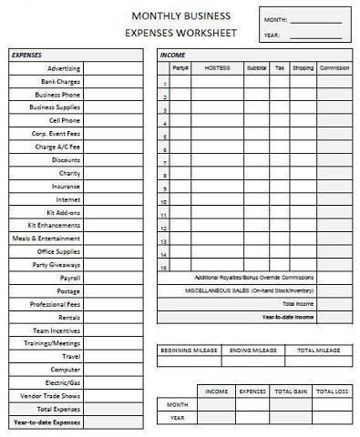 Home Based Business Tax Deductions Worksheet Document Small