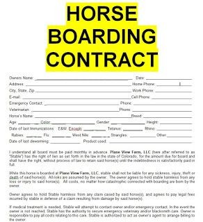 Horse Boarding Contract Sample Template Form In Doc Word Service
