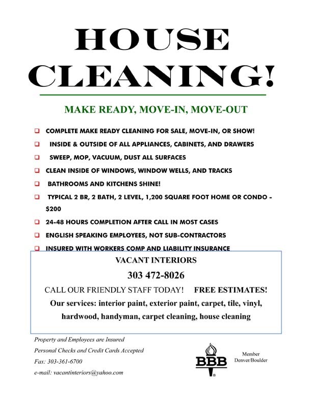 House Cleaning Flyer Examples Services Ads Samples