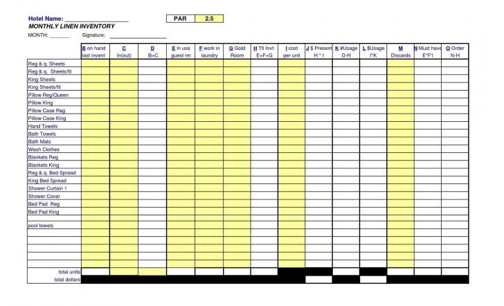 Housekeeping Inventory Format Archives Pulpedagogen Spreadsheet Document Linen