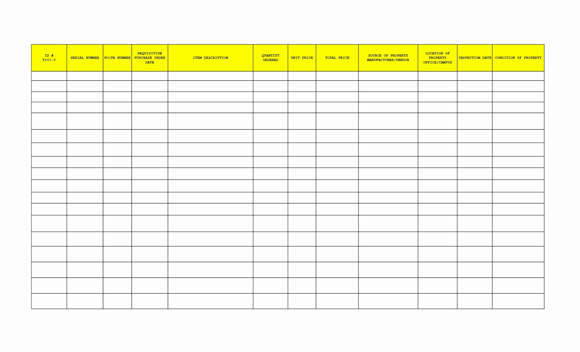 Housekeeping Linen Inventory Template New Document