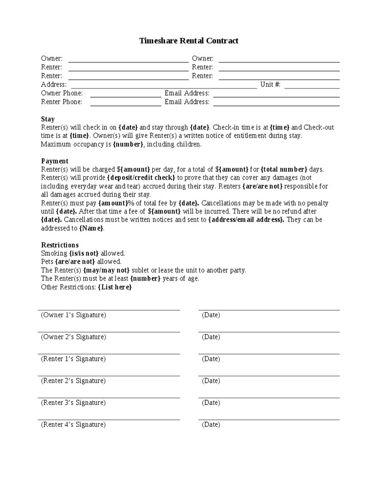 How Do I Get Out Of A Timeshare Agreement Contract Document