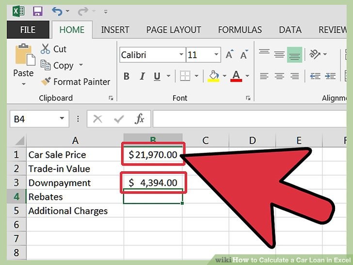 How To Calculate A Car Loan In Excel 10 Steps With Pictures Document Template