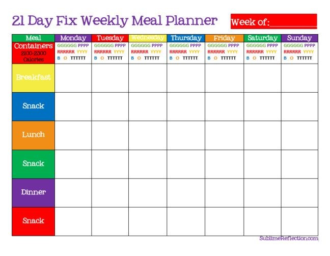 How To Create A 21 Day Fix Meal Plan Sublime Reflection Document Printable Template