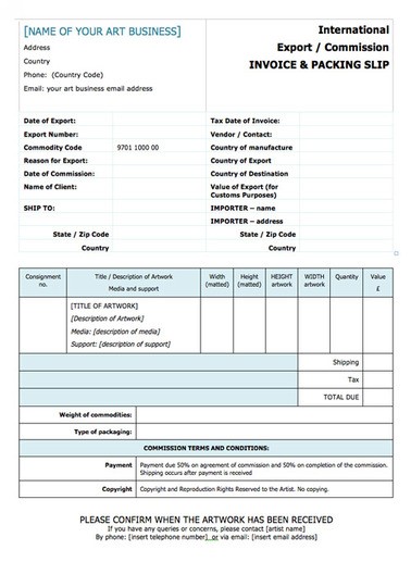 How To Create An Invoice Art Business Info For Artists Document Artist