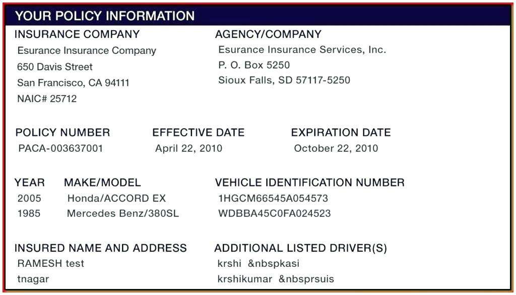 How To Handle Every Auto Insurance Card Template Free Download