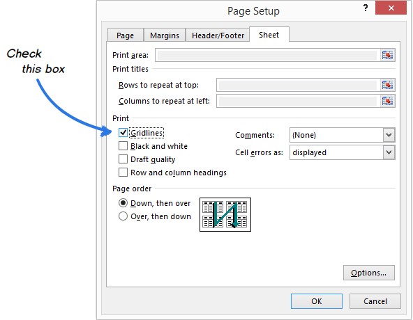 How To Print Gridlines In Excel 2016 2013 And 2010 Document A Blank Sheet