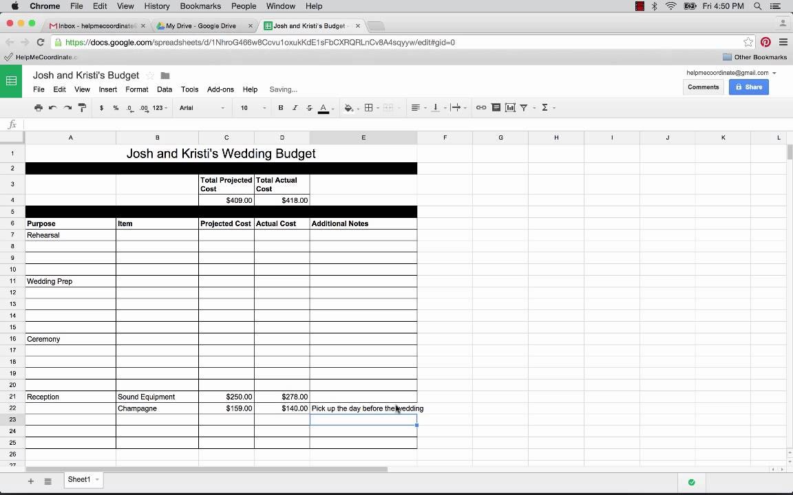 How To Use Google Docs And Sheets Plan Your Wedding YouTube Document Spreadsheet