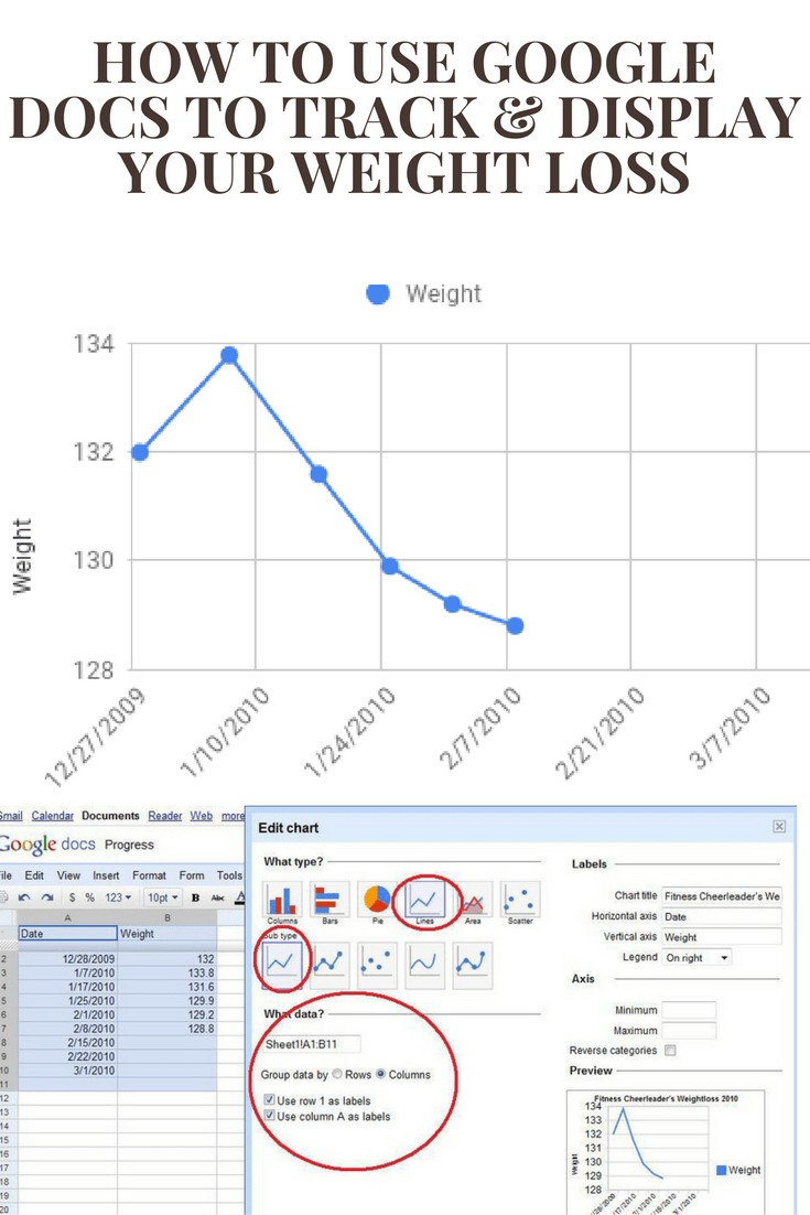 How To Use Google Docs Track And Display Your Weight Loss Document Spreadsheet