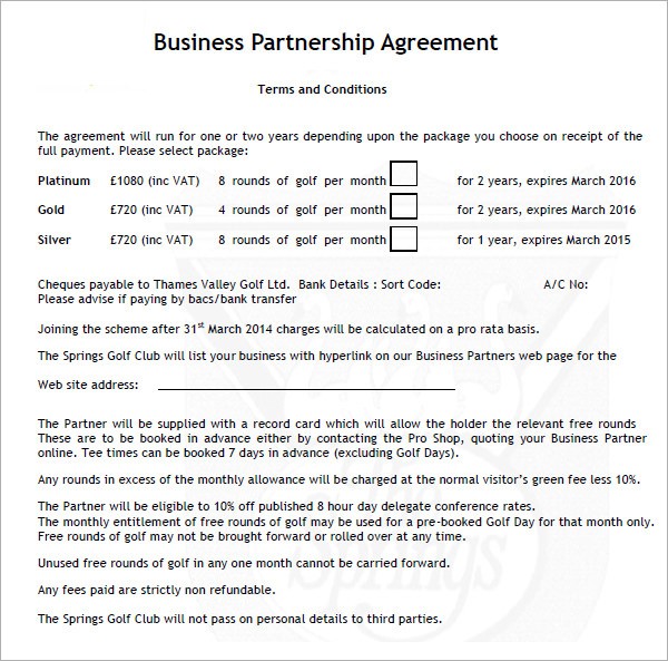 How To Write A Partnership Agreement Pdf Business Document Free