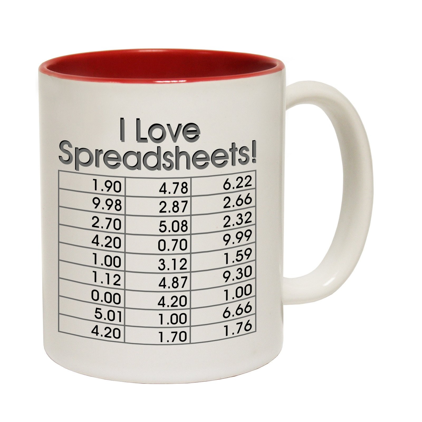 I Love Spreadsheets Tea Novelty Accountant Boss MUG Birthday Office Document Heart Mug