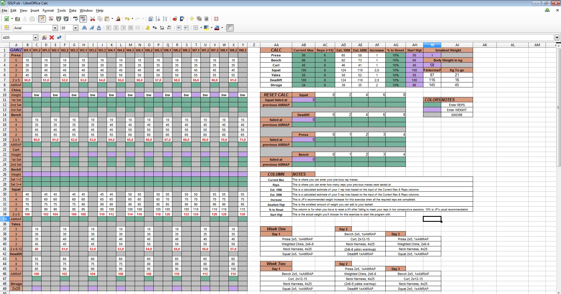 I Made A Greyskull LP GSLP Spreadsheet Calculator Fitness Document