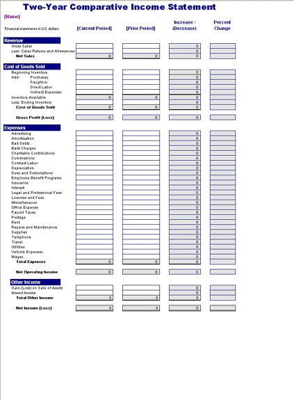 Income Statement Template Microsoft Excel Templates Document And