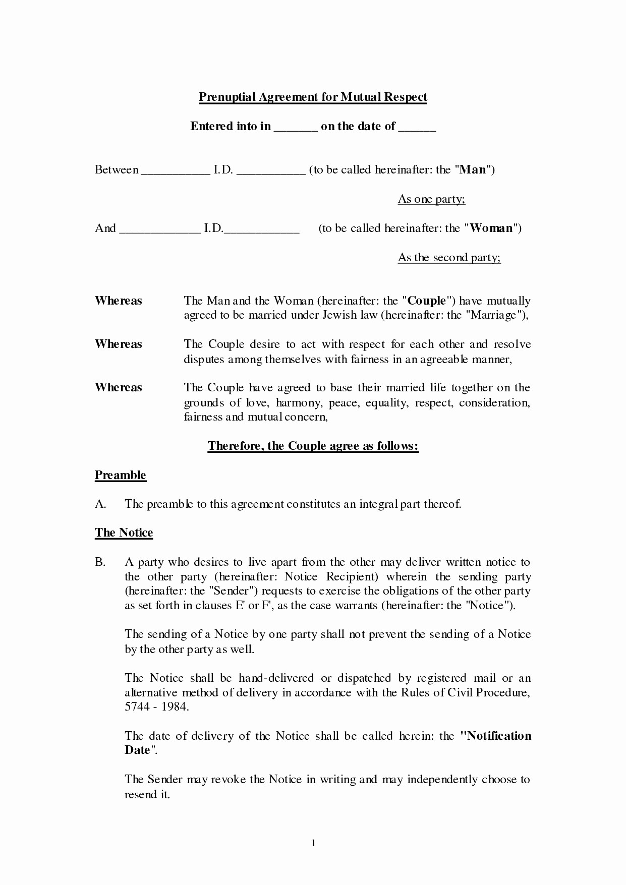 Infidelity Contract Template Fresh Document