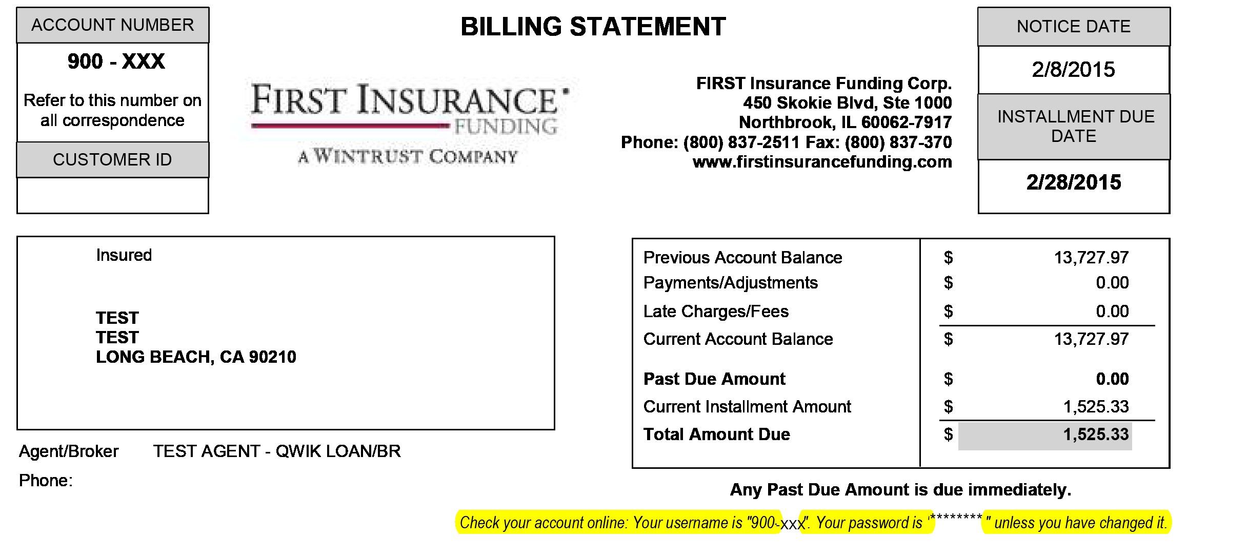 Insured Login Instructions First Insurance Funding Document