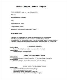 Interior Design Contract Agreement Template With Sample Document Decorating