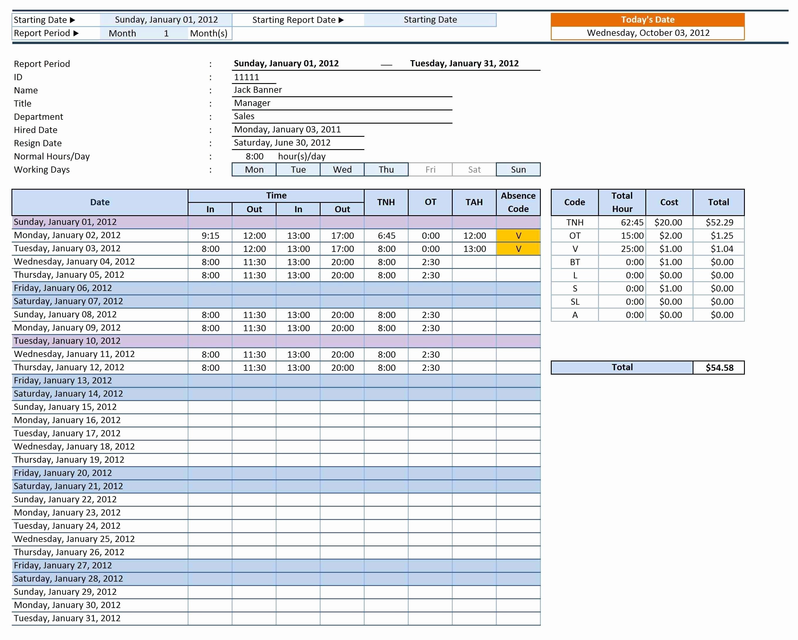 Intermittent Fmla Tracking Spreadsheet New Time Document